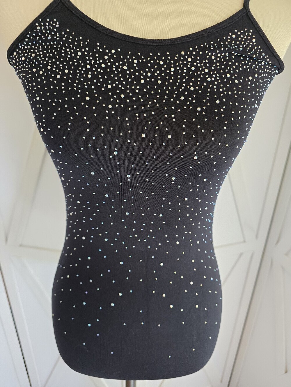 Black Rhinestone Spaghetti Strap Tank - Picture 2 of 6